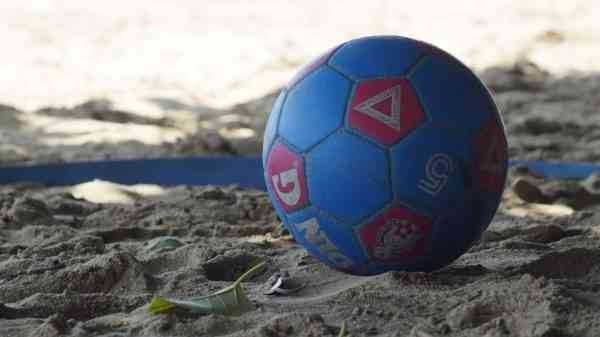 Kick off in beach soccer